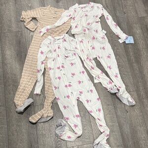 Carter's Pink Floral and Tan Striped Pajama Set - lot of 3 - 4T and 5T